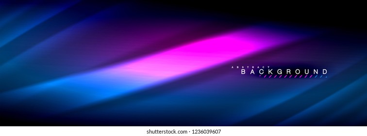 Neon glowing fluid wave lines, magic energy space light concept, abstract background wallpaper design, vector illustration