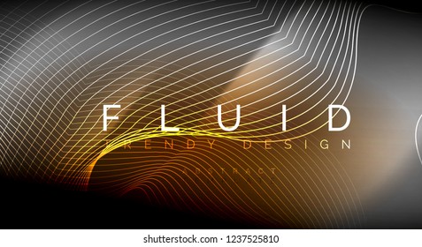 Neon glowing fluid wave lines, magic energy space light concept, abstract background wallpaper design, vector ripple texture illustration