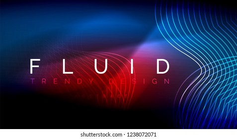 Neon glowing fluid wave lines, magic energy space light concept, abstract background wallpaper design, vector ripple texture illustration