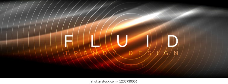 Neon glowing fluid wave lines, magic energy space light concept, abstract background wallpaper design, vector illustration