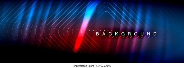 Neon glowing fluid wave lines, magic energy space light concept, abstract background wallpaper design, vector illustration