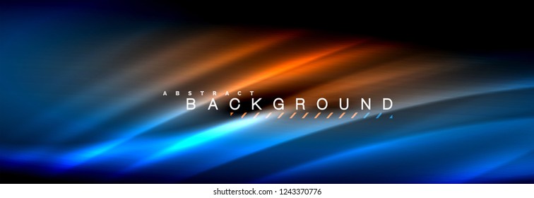 Neon glowing fluid wave lines, magic energy space light concept, abstract background wallpaper design, vector illustration