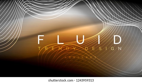 Neon glowing fluid wave lines, magic energy space light concept, abstract background wallpaper design, vector ripple texture illustration