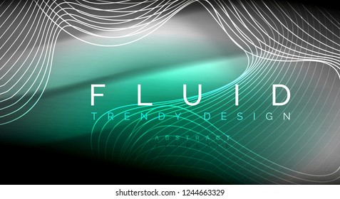 Neonleuchtende Fließbandlinien, magisches Energielampenlicht-Konzept, abstrakter Hintergrund, Tapete-Design, Vektorgrafik