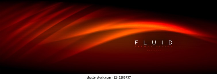 Neon glowing fluid wave lines, magic energy space light concept, abstract background wallpaper design, vector illustration