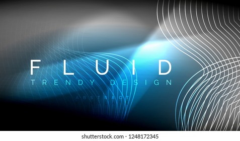 Neonleuchtende Fließbandlinien, magisches Energielampenlicht-Konzept, abstrakter Hintergrund, Tapete-Design, Vektorgrafik