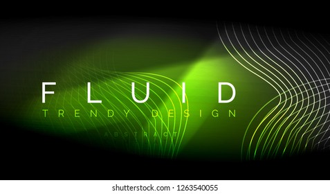 Neonleuchtende Fließbandlinien, magisches Energielampenlicht-Konzept, abstrakter Hintergrund, Tapete-Design, Vektorgrafik