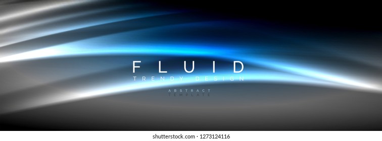 Neon glowing fluid wave lines, magic energy space light concept, abstract background wallpaper design, vector illustration