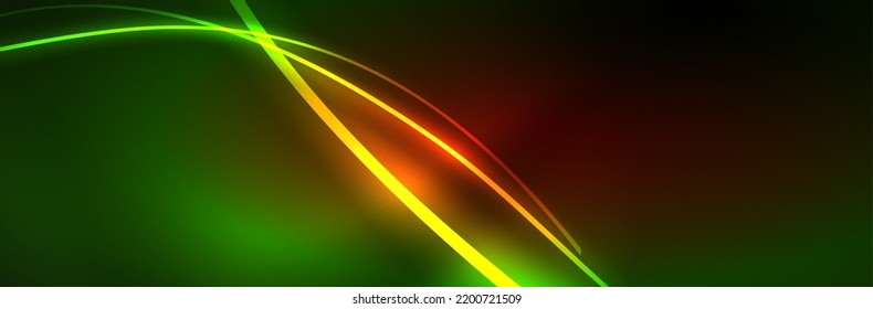Neon glowing fluid wave lines, magic energy space light concept, abstract background wallpaper design