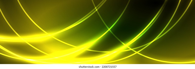 Neon glowing fluid wave lines, magic energy space light concept, abstract background wallpaper design