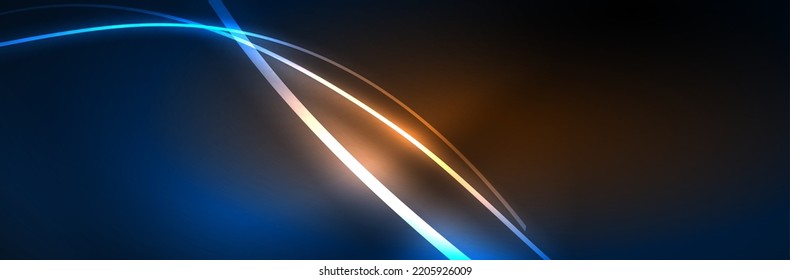 Neon glowing fluid wave lines, magic energy space light concept, abstract background wallpaper design