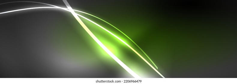Neon glowing fluid wave lines, magic energy space light concept, abstract background wallpaper design