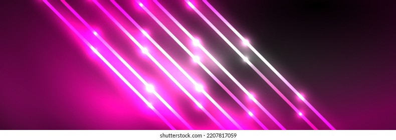 Neon glowing fluid wave lines, magic energy space light concept. Vector illustration for wallpaper, banner, background, leaflet, catalog, cover, flyer