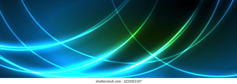 Neonleuchtende Fließbandlinien, magisches Energiespeicher-Lichtkonzept, abstrakter Hintergrund-Tapete-Design