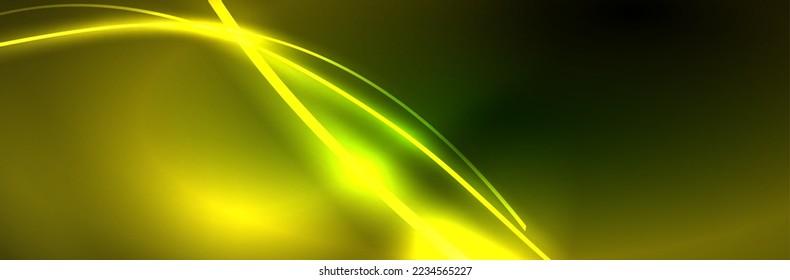 Neonleuchtende Fließbandlinien, magisches Energiespeicher-Lichtkonzept, abstrakter Hintergrund-Tapete-Design
