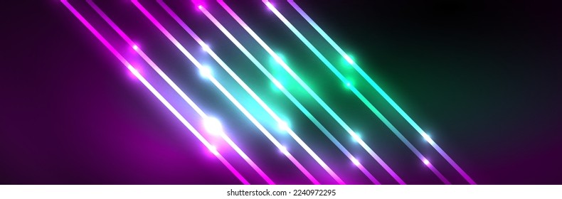 Neon glowing fluid wave lines, magic energy space light concept. Vector illustration for wallpaper, banner, background, leaflet, catalog, cover, flyer