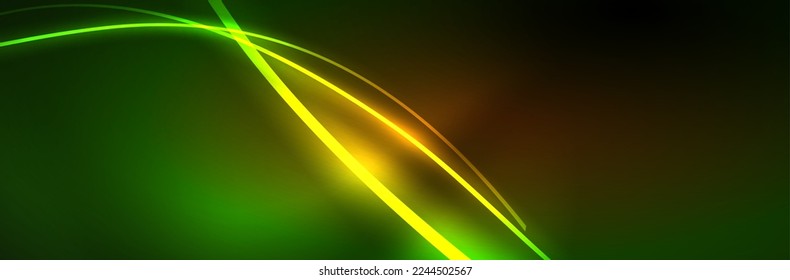 Neon glowing fluid wave lines, magic energy space light concept, abstract background wallpaper design