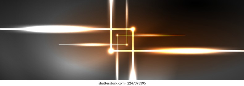 Neon glowing fluid wave lines, magic energy space light concept. Vector illustration for wallpaper, banner, background, leaflet, catalog, cover, flyer