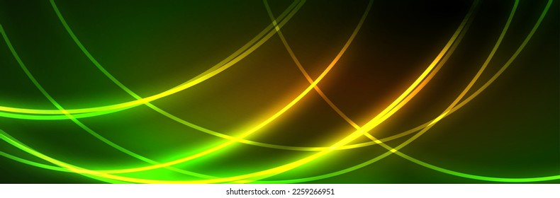 Neon glowing fluid wave lines, magic energy space light concept, abstract background wallpaper design