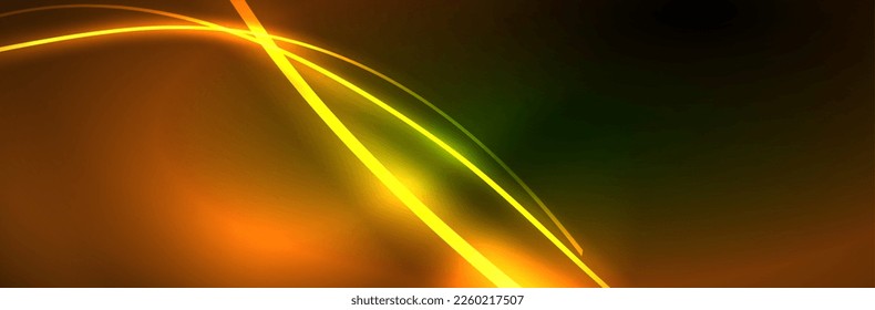 Neon glowing fluid wave lines, magic energy space light concept, abstract background wallpaper design