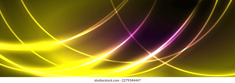 Neon glowing fluid wave lines, magic energy space light concept, abstract background wallpaper design