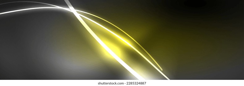 Neon glowing fluid wave lines, magic energy space light concept, abstract background wallpaper design
