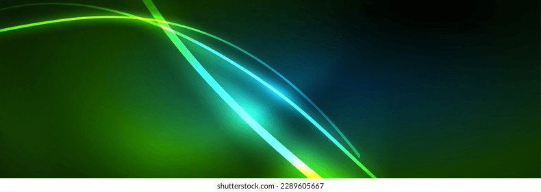 Neon glowing fluid wave lines, magic energy space light concept, abstract background wallpaper design