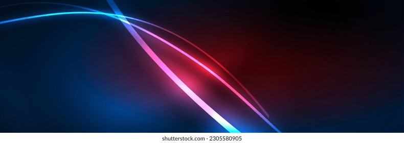 Neon glowing fluid wave lines, magic energy space light concept, abstract background wallpaper design