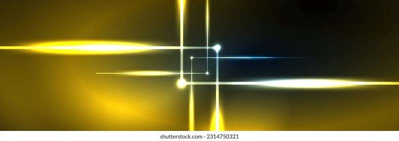 Neon glowing fluid wave lines, magic energy space light concept. Vector illustration for wallpaper, banner, background, leaflet, catalog, cover, flyer