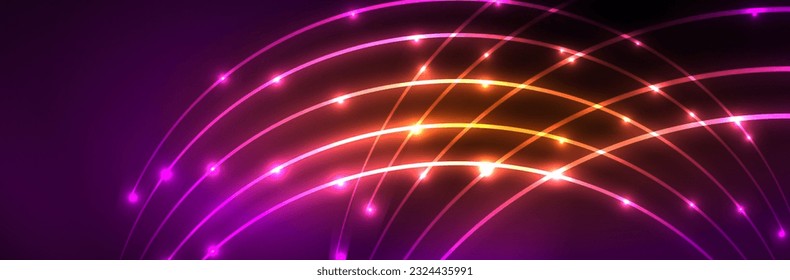 Líneas de onda de fluidos brillantes neones, concepto de luz espacial mágica. Ilustración vectorial de papel tapiz, banner, fondo, folleto, catálogo, cubierta, volante