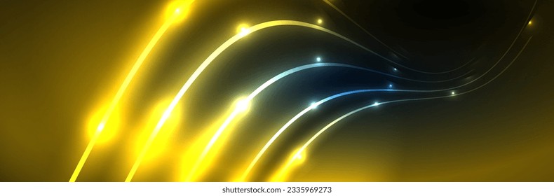 Neonleuchtende Strömungen, magisches Energieraumlichtkonzept. Vektorgrafik für Tapeten, Banner, Hintergrund, Merkblatt, Katalog, Deckel, Flyer