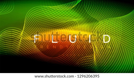 Neon glowing fluid wave lines, magic energy space light concept, abstract background wallpaper design, vector ripple texture illustration