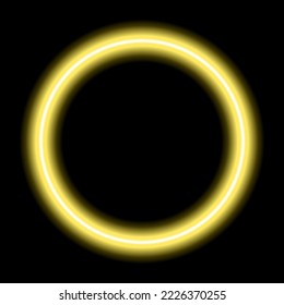 Neonleuchtend Rahmen, e-Kreis. Leuchtende geometrische Form. Signieren, Vorlagendesign-Element. Heller mehrfarbiger Kreis mit Leerraum im Inneren