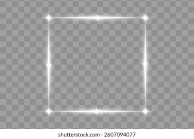 Neon glowing frame isolated on transparent background, vector illustration.EPS 10.