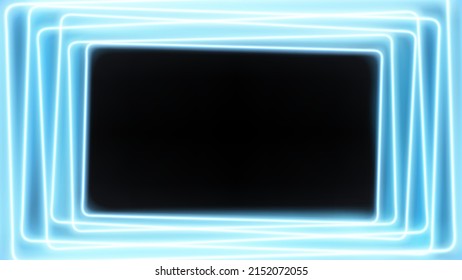 Neon glowing frame on a dark background. Place for text template. Vector illustration