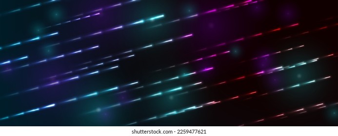 Neon glowing futuristic lines abstract tech background. Vector geometric design
