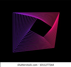 Neon glowing geometric shape. Vaporwave style.