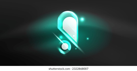 Neon glowing geometric shapes vector abstract background. Round elements, light effects and glass glossy style with color backdrop. Space cosmic or magic energy wallpaper