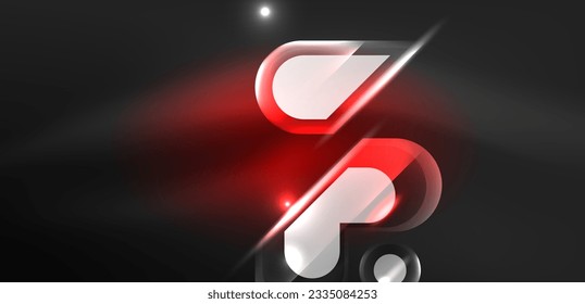Forma geométrica neón de fondo abstracto vectorial. Elementos redondos, efectos de luz y estilo brillante de vidrio con fondo de color. Papel de fondo espacial de energía cósmica o mágica