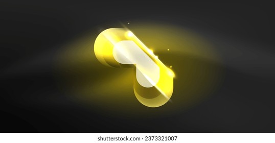 Neon glowing geometric shapes vector abstract background. Round elements, light effects and glass glossy style with color backdrop. Space cosmic or magic energy wallpaper