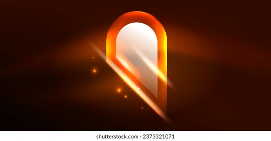 Forma geométrica neón de fondo abstracto vectorial. Elementos redondos, efectos de luz y estilo brillante de vidrio con fondo de color. Papel de fondo espacial de energía cósmica o mágica