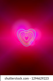 Neon Glowing Heart. Valentine's Day  banner.  Vector illustration. Party invitation, poster, flyer, card, template.