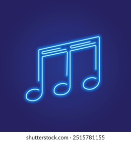 Neon glowing icon of blue musical note. Vector illustration of music note consisting of neon outlines. Music concept illustration for logo, poster, flyer or banner design.