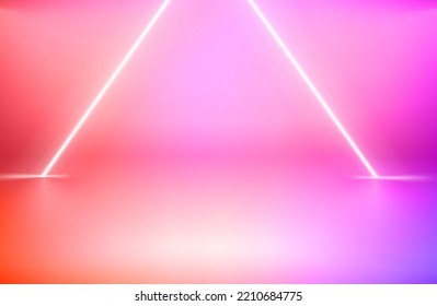 Neon glowing lamps on vivid background. 3d vector