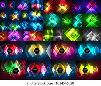 Colección de fondo abstracto de luz brillante neón, mega conjunto de antecedentes de concepto de energía