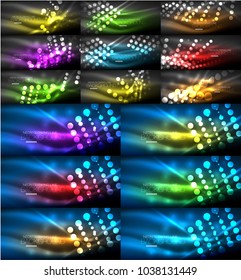 Neon leuchtende abstrakte Hintergründe Sammlung, Mega-Set von energetischen magischen Hintergründen. Vektorgrafik