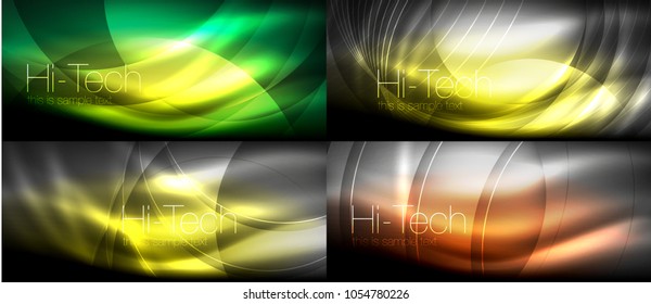 Neon leuchtende abstrakte Hintergründe Sammlung, Mega-Set von energetischen magischen Hintergründen. Vektorgrafik