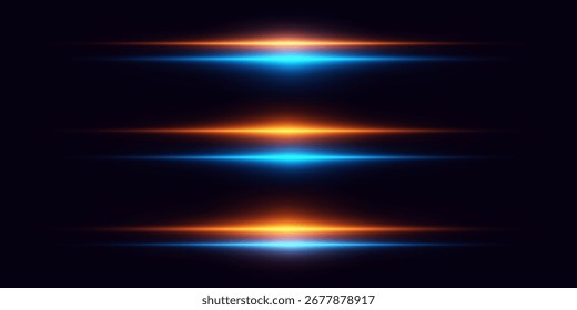 Neon glowing light beams, horizontal flash effect.