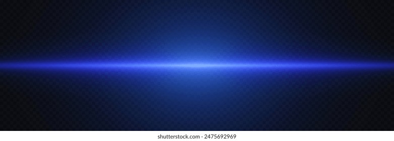 Línea brillante de neón. Un rayo de luz y resplandor. Sobre un fondo transparente.