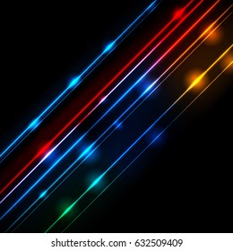 Neon glowing lines abstract background. Vector design